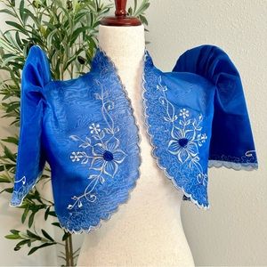 Royal blue Organza Terno Sleeve Filipiniana Bolero 🖤